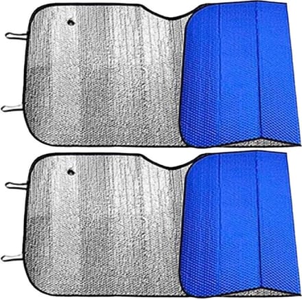 Concorde Auto zonnescherm - 2x - blauw - aluminium - L60 x B130 cm