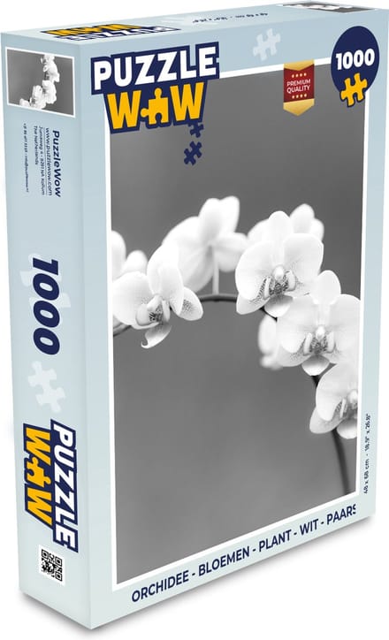 Puzzel Orchidee - Bloemen - Plant - Wit - Paars - Legpuzzel - Puzzel 1000 stukjes volwassenen