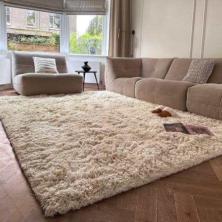 Hoogpolig Vloerkleed Pilo Ivoor Wit Polyester Interieur05 - 80 x 150 cm - (XS)