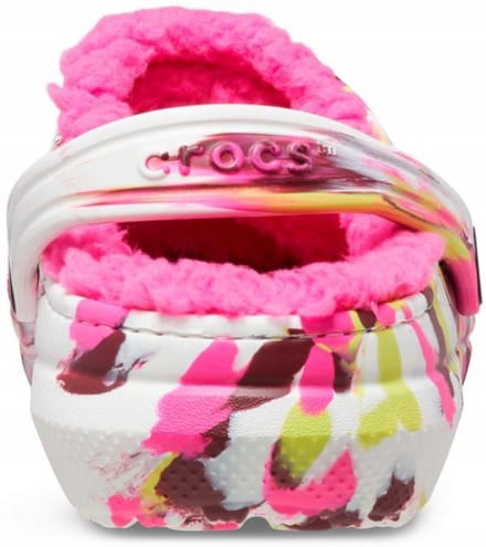 Crocs Classic Lined Marbled - Kinderen Pantoffels - Electric Pink/Multi - Croslite™ Materiaal - Warm Gevoerd