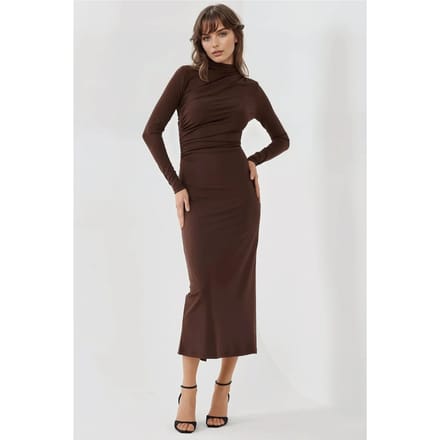 Bodycon Gedrapeerde Midi-jurk
