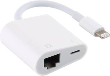 Ethernet Adapter geschikt voor iPhone en iPad - Internet - 8-pin naar Ethernet (RJ45) en 8-pin kabel - Wit - Provium