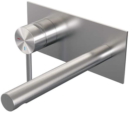 Brauer Brushed Edition Inbouw Wastafelmengkraan met Rechte Uitloop en Afdekplaat Model A2 RVS Geborsteld PVD
