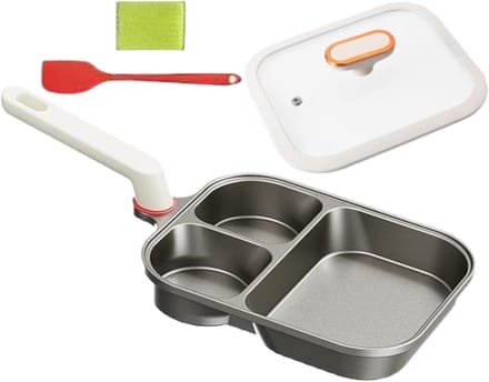 Gedeelde Braadpan - Ontbijtpan - Ontbijt Bereiden - Drie Vakken - 23.5 cm Diameter - Meerkleurig