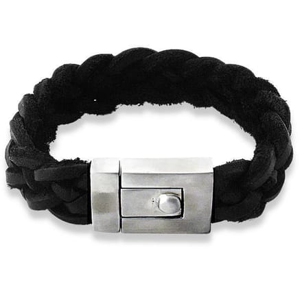 Amanto Armband Azarel - 316L Staal - Leer - 16mm - 19cm