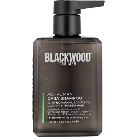 Blackwood For Men, Active Men Daily Shampoo, with Licorice Root, Rice Extract, and Ginseng, 7 fl oz (200 ml) black