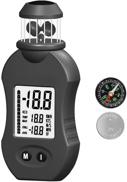 Digitale Windmeter Anemometer met Kompas - Meet Windsnelheid en Temperatuur