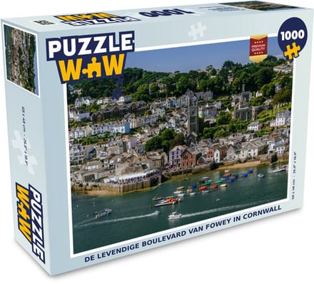 Puzzel De levendige boulevard van Fowey in Cornwall - Legpuzzel - Puzzel 1000 stukjes volwassenen