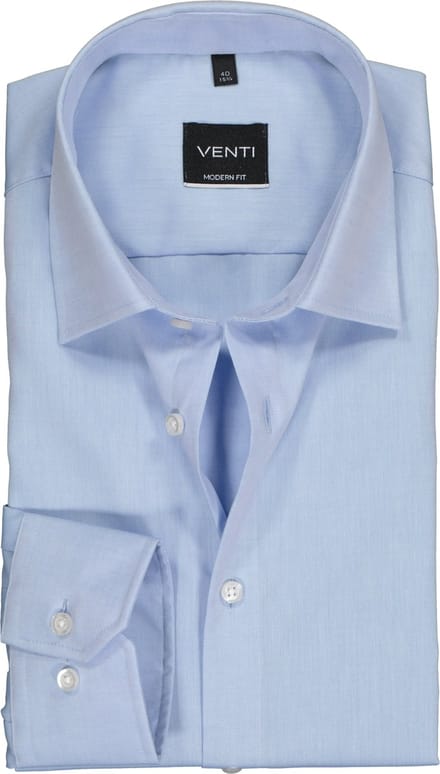 Venti - Heren Overhemd - Poplin - Strijkvrij - Regular fit - Lichtblauw