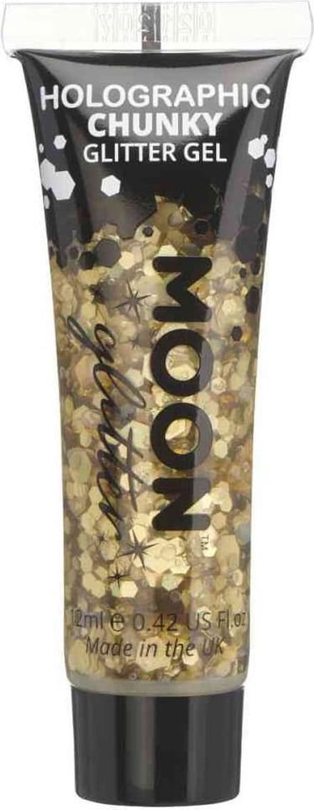 Moon Creations - Moon Glitter - Holographic Chunky Glitter Gel Glitter Make-up - Goudkleurig