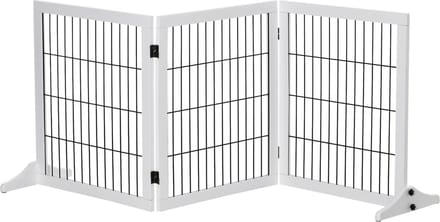 PawHut - Hondenhek - 3 Panelen - Inklapbaar - Grenenhout - Wit