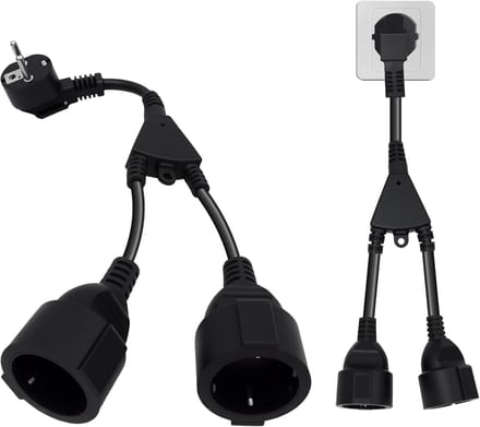 Verlengkabel Dubbele Stekker - Y-Splitter Stopcontact - Meerdere Apparaten - Compacte Y-Vorm - 5cm Kort