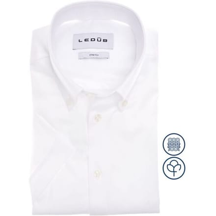 Ledûb Overhemd Cotton Jersey Stretch Shirt Wit / male