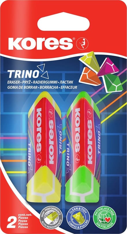 Gum Kores - driehoekig "TRINO" - 2 neon kleuren