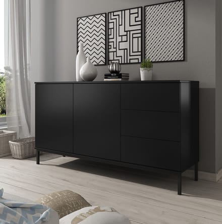 Meubella - Dressoir Queen - Mat Zwart - 150 cm