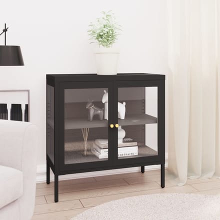 vidaXL - Dressoir - 70x35x70 - cm - staal - en - glas - zwart