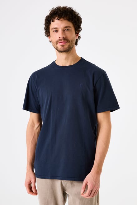 GARCIA Heren Effen T-shirt Blauw Korte mouw