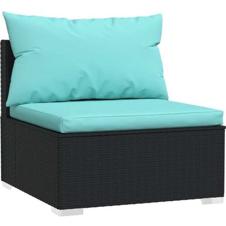 vidaXL - 8-delige - Loungeset - met - kussens - poly - rattan - zwart