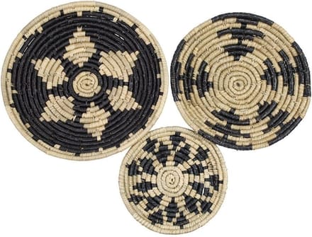 zeegras muur mandjes zwart (set van 3)