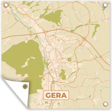 Tuindoek Kaart - Plattegrond - Gera - Vintage - Stadskaart - 100x100 cm