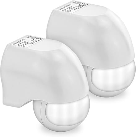 2x Opbouw Buiten/Binnen Bewegingsmelder 180° Draaibaar Kantelbaar Wit IP44