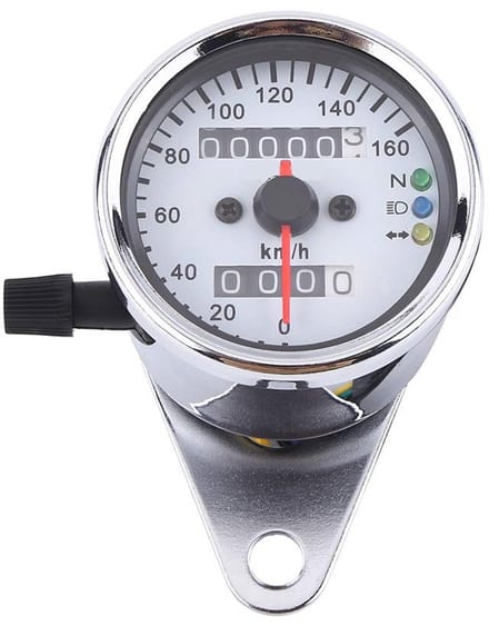 Universele Motorsnelheidsmeter met Dubbel Digitaal Display - km/u - Zilver