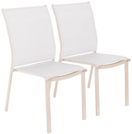 sweeek - Set van 2 stapelbare tuinstoelen van aluminium en textileen 64,5 x 45,5 x 89,5 cm - buffalo