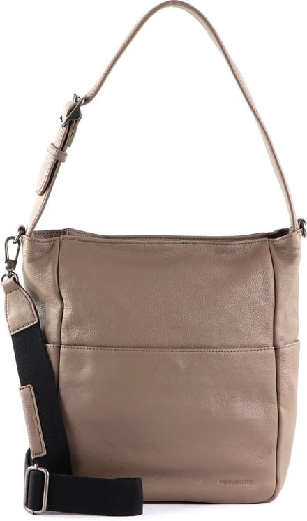 FREDsBRUDER Leren Schoudertas Bandolin Small Hobo Taupe Lichtbruin