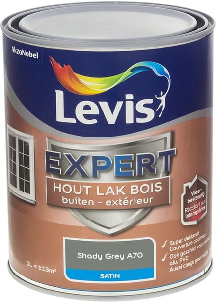 Levis - Expert Hout Lak Buiten Satin Mix - Shady Grey A70 - Mengverf - 1 L