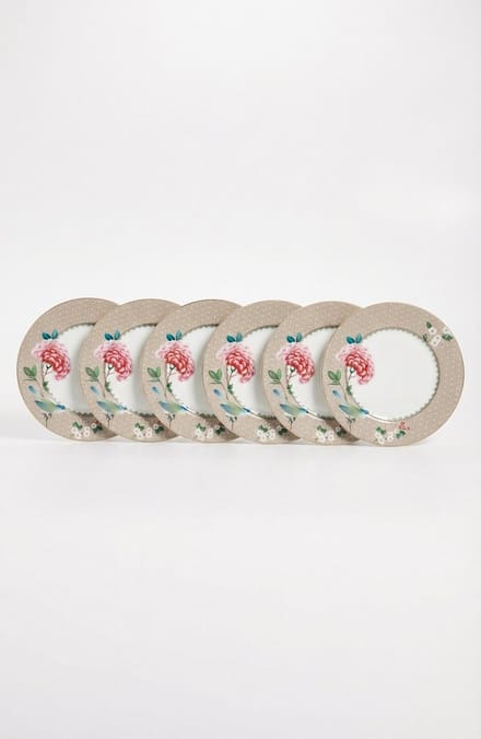 Pip Studio Blushing Birds Borden - Ontbijtborden - Bordenset - Servies set van 6 - 21cm