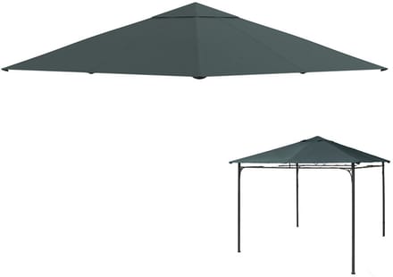 Prieel dak - Vervang het dak - Vervangend paviljoendak - Zonwering van polyester - Donkergrijs - Voor tuin en terras - 3x3M