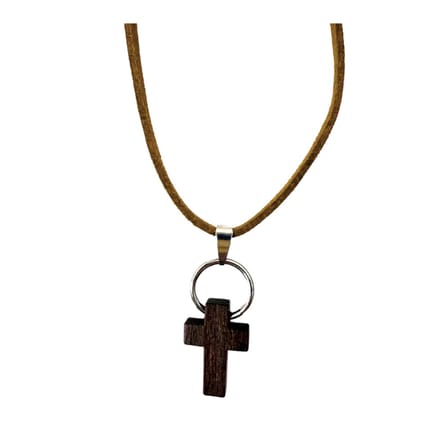 Ketting -kruis- hout -bruin-45 cm-Charme Bijoux