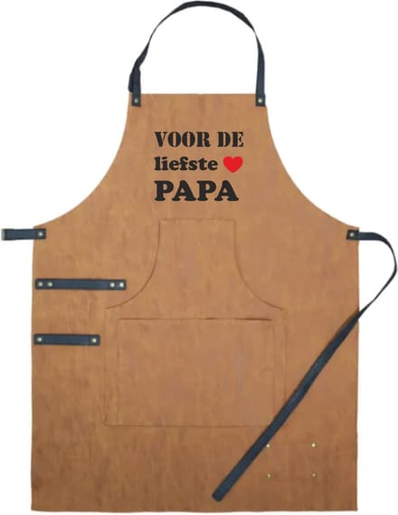 Schort luxe voor de liefste papa | vaderdag cadeau | vader cadeautjes | papa | Leer