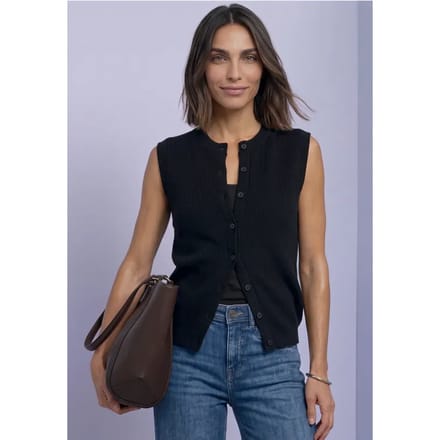 Gebreid vest met ronde hals en knoopsluiting