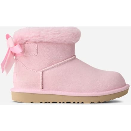 UGG® Classic Mini Bailey Mixed Bow Boot, Suede/Polyester/Wool