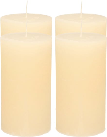 Atmosphera Stompkaars - 4x - ivoor wit - 7 x 13 cm - cilinderkaars - rustiek model