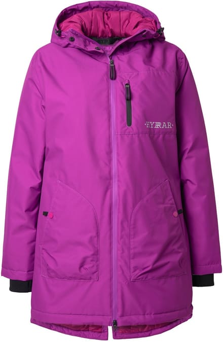 Ulla Popken - Dames - Functionele mantel waterafstotend 2-wegrits capuchon - Donkermagenta - Maat 46+