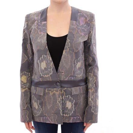 Bloemige Brocade Blazer Lange Mouwen V-hals