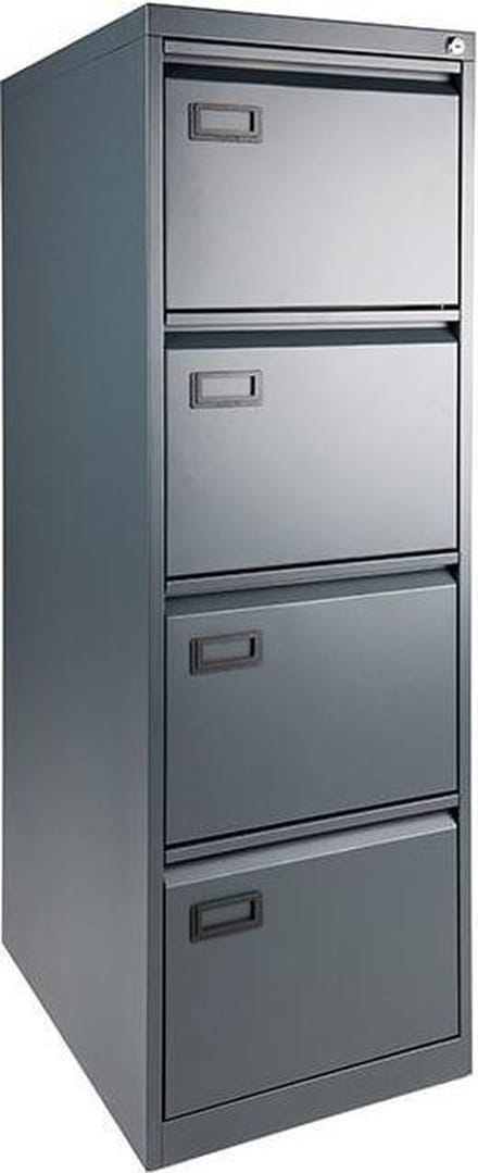 Stalen hangmapkasten dossierkast 4-laden Aluminium