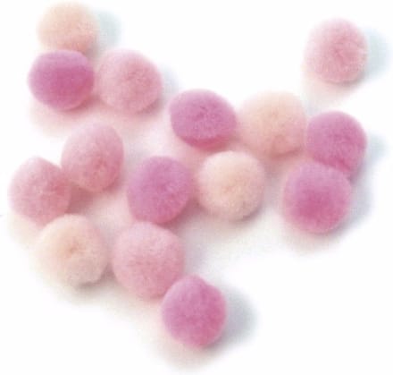 Rayher knutsel pompons - 60x - roze - 15 mm - Hobby en knutselen materialen