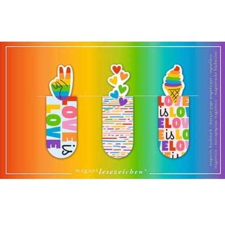Magnetische Boekenlegger - Set van 3 - Rainbow love - Boekenlegger