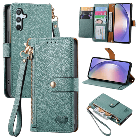 Mocaa Samsung Galaxy A56 Love Heart Wallet Hoesje Groen
