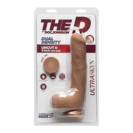Doc Johnson Uncut D - Realistische ULTRASKYN Dildo met Ballen - 22 cm tan