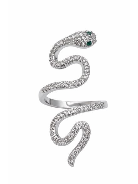 AVANT-GARDE PARIS Ring - Statement - Coiled Snake - Rhodium Plated - Pavé Steentjes - Slip-on