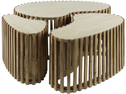 Giga Meubel Salontafel Nuovo - Travertin - Set Van 3 - 90x52x40cm
