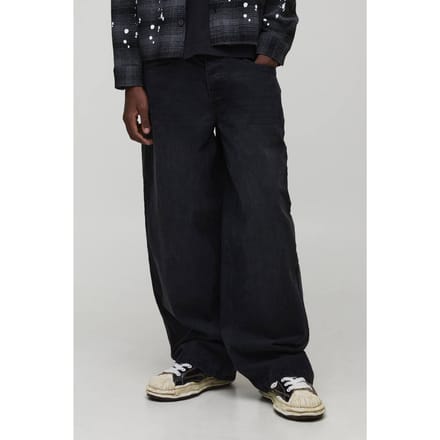 Baggy Fit Gewassen Zijpaneel Jeans | Black | Size 36R