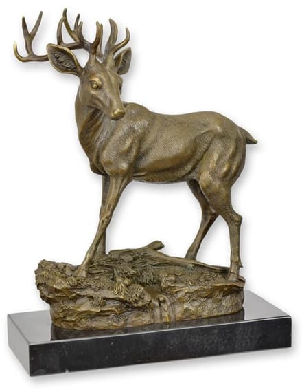 Bronzen beeld - Hert - sculptuur - 32,9 cm hoog