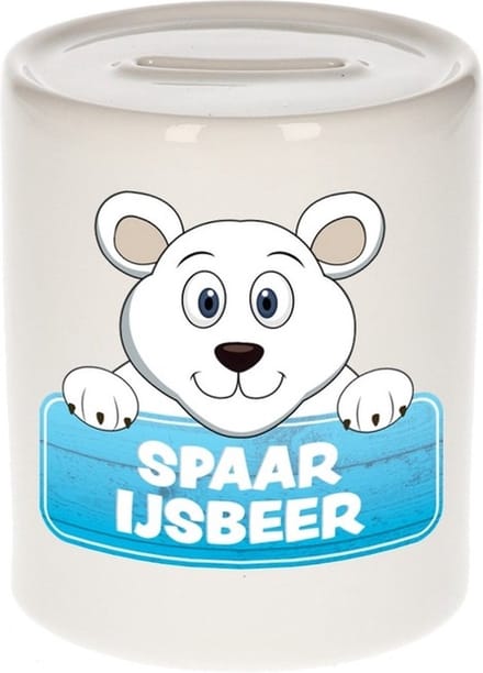 Kinder spaarpot met spaar ijsbeer opdruk - keramiek - ijsberen spaarpotten