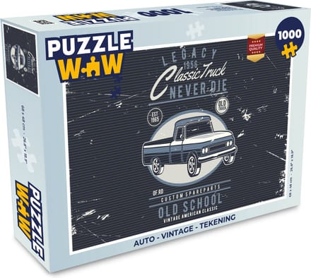 Puzzel Auto - Vintage - Tekening - Legpuzzel - Puzzel 1000 stukjes volwassenen