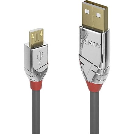 LINDY 36654 USB-kabel USB 2.0 USB-A stekker, USB-micro-B stekker 5.00 m Grijs